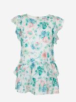 Abito Cerimonia a Pois Ativo Kids Abito per bambina in fantasia floreale all-over,gonna a balza e maniche corte a volant, allacciatura posteriore con zip. Ultime Taglie