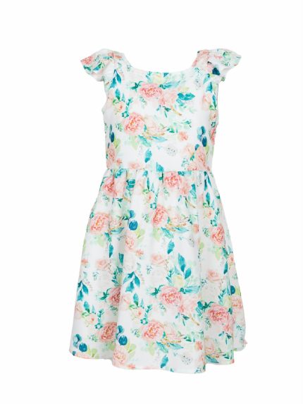 Abito Cerimonia a Pois Ativo Kids Abito stampato in fantasia floreale all-over con maniche a volant. Ultime Taglie