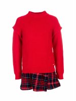 Abito con maglia Christmas Abito smanicato con corpino in jersey stretch e gonna fantasia quadri, maglia lunga abbinata.