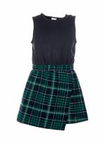 Abito con maglia Christmas Abito smanicato con corpino in jersey stretch e gonna fantasia quadri, maglia lunga abbinata.
