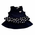 ABITO COTONE SMANICATO CON BALZA POIS ATIVO KIDS - Abito smanicato in cotone elasticizzato con colletto e balza motivo pois. Taglie 6/36 mesi.