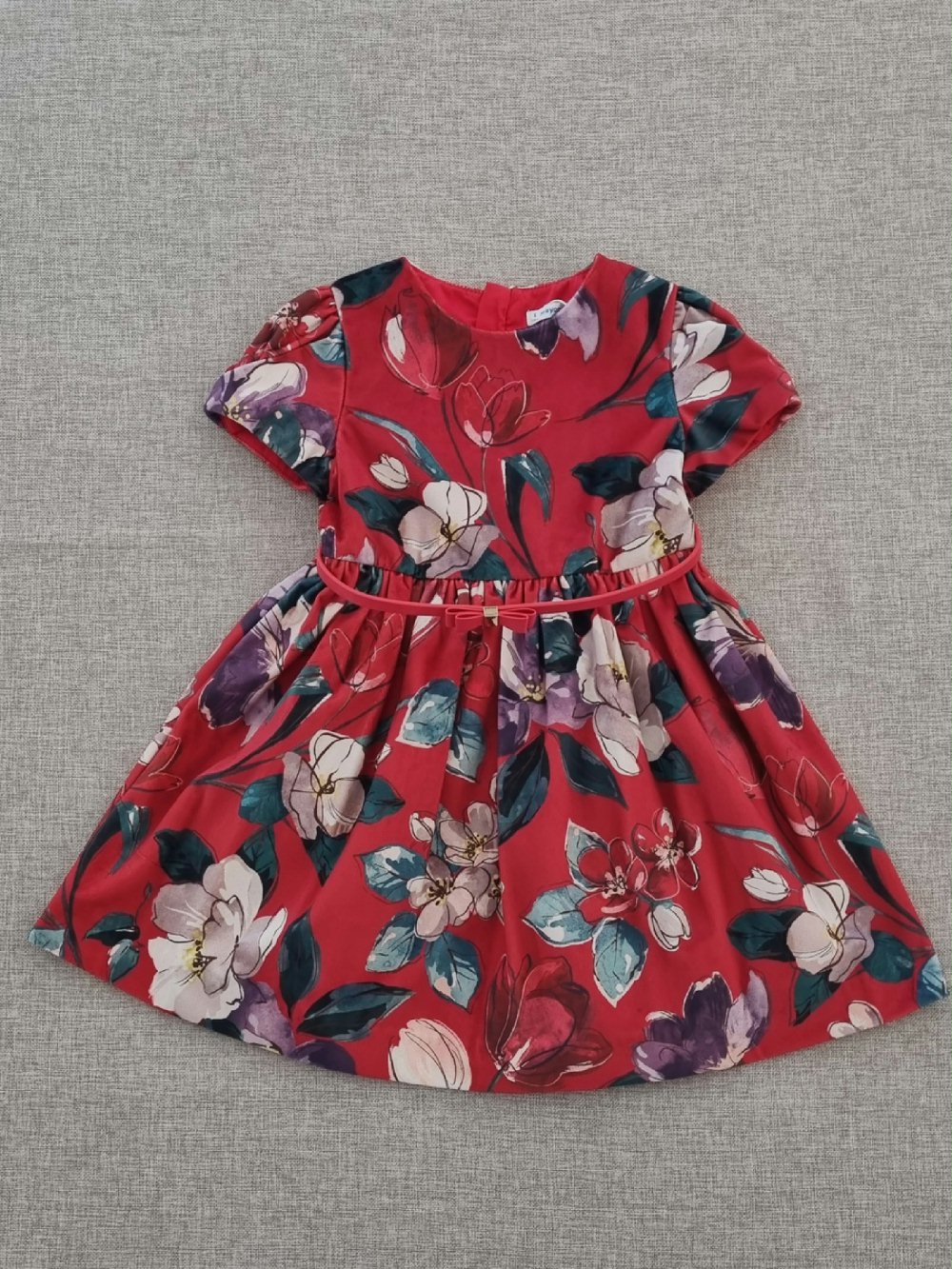 Abito fantasia manica corta bambina 4.989_002 00 Abito fantasia manica corta bambina Vestito Elegante Mayoral - Velluto per Occasioni Speciali