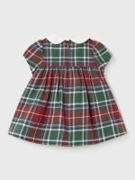 Abito manica corta neonata Abito Tartan Neonata con Cintura Ricamata - Eleganza e Comfort