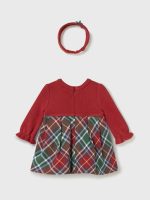 Abito manica lunga neonata Abito Tartan Neonata con Fascetta Coordinata - Perfetto per Feste