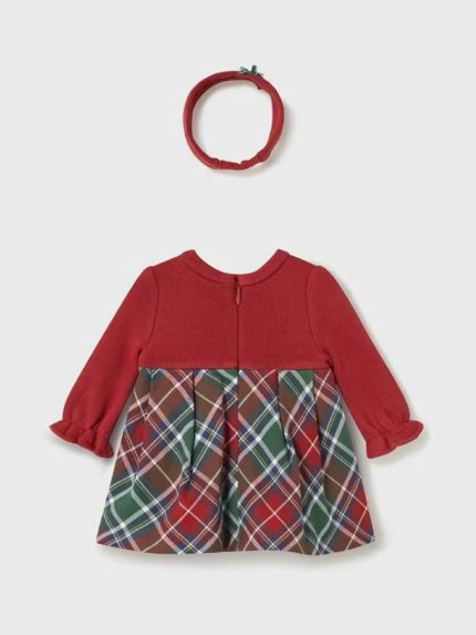 Abito manica lunga neonata Abito Tartan Neonata con Fascetta Coordinata - Perfetto per Feste