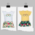 Abito Rainforest Ativo Kids Abito in cotone a maniche corte a volant con corpino stampato e gonna a fantasia tropical all over.