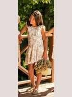 ABITO SMANICATO FIORATO ATIVO KIDS - Abito smanicato con volants sulle spalline, gonna a balze, fantasia fiorata. Taglie 4/14 anni. Best Seller