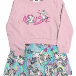 Abito tulle manica lunga Unicorno Abito Bambina Manica Lunga con Stampa Unicorno e Gonna in Tulle – Mousse Kids Mousse bambina AI24 Unicorno