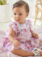 Abito tulle stampato neonata Abito Svasato in Tulle Fantasia per Neonata Mayoral New Born - Look Eleganti