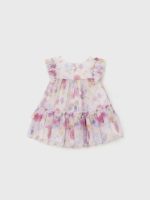 Abito tulle stampato neonata Abito Svasato in Tulle Fantasia per Neonata Mayoral New Born - Look Eleganti