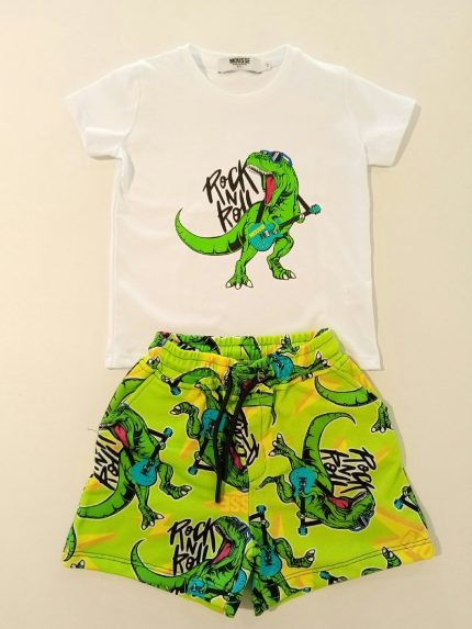 Bermuda felpa bambino T.Rock Mousse Kids - Bermuda Bambino in Felpa con Stampa Dinosauro T.Rock - Praticità e Originalità Made in Italy Mousse Bambino Primavera/Estate