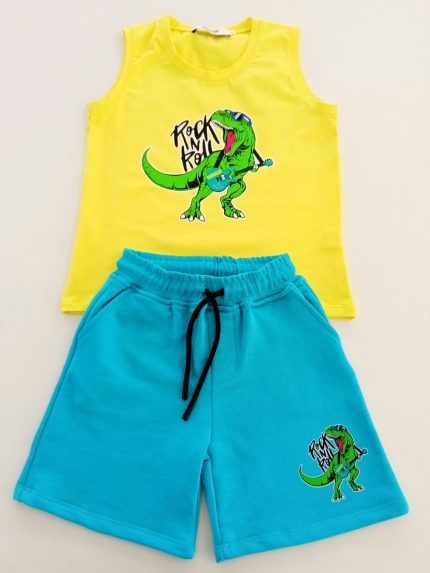 Bermuda felpa bambino T.Rock Mousse Kids - Bermuda Bambino in Felpa con Stampa Dinosauro T.Rock - Praticità e Originalità Made in Italy Mousse Bambino Primavera/Estate