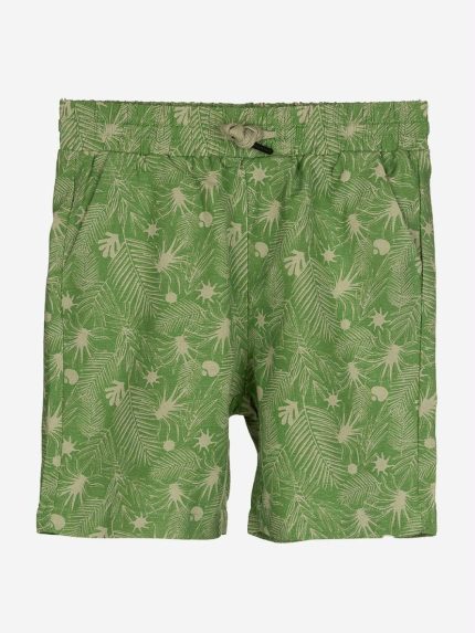 Bermuda lino Shorts in lino stampato con cintura elastica, tasche laterali e taschina dietro.