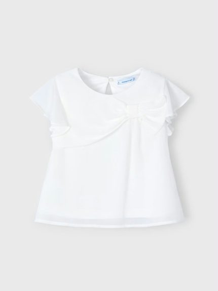 Blusa chiffon bambina Blusa Mayoral per bambina: eleganza easy chic con fiocco e volant, perfetta per ogni occasione