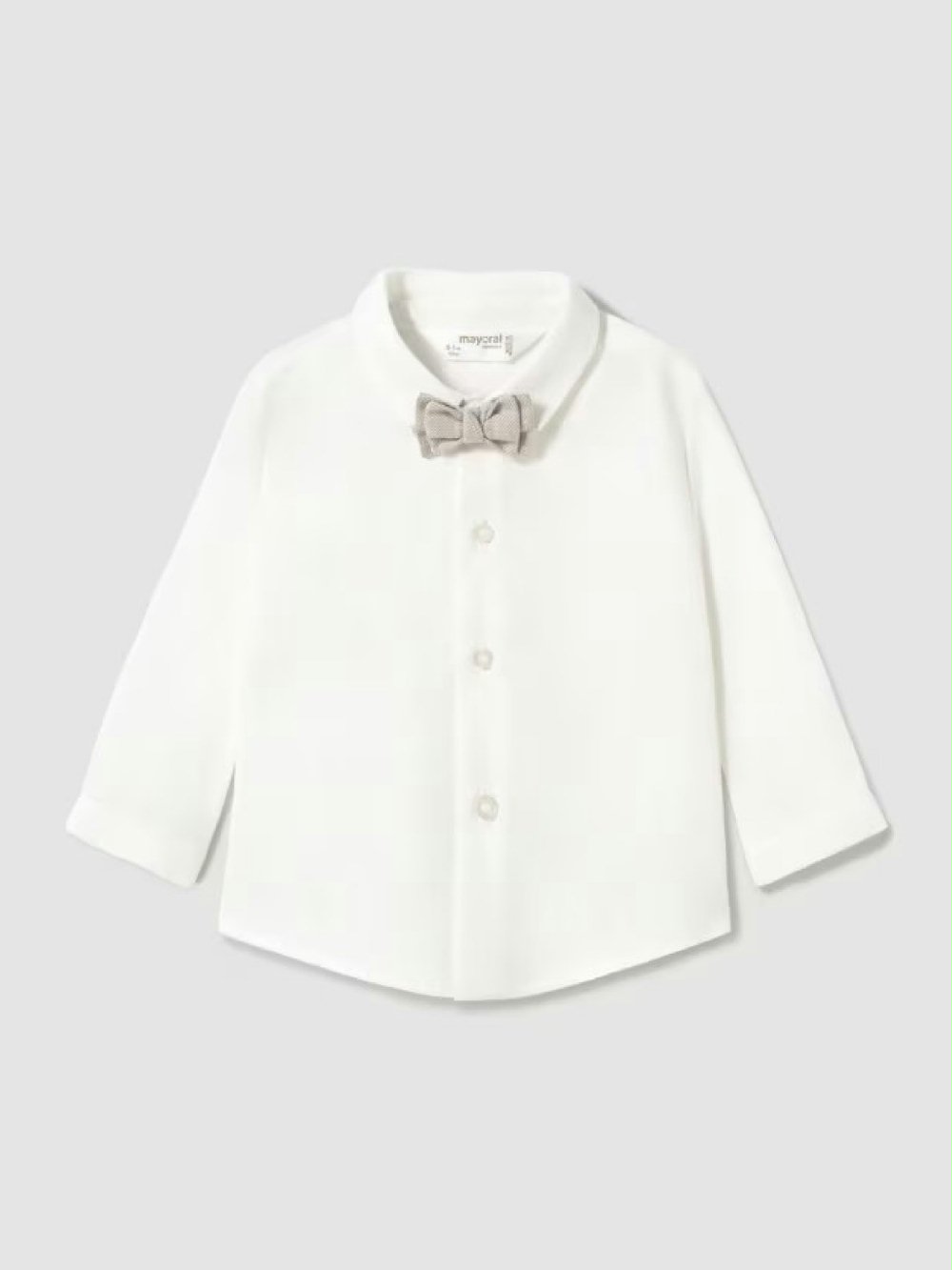 Camicia a manica lunga con papillon neonato 1102_027 00 Camicia a manica lunga con papillon neonato Camicia a Maniche Lunghe con Papillon per Neonato Mayoral New Born