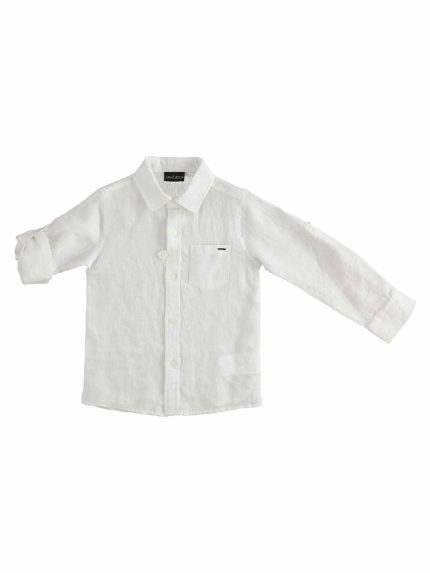 CAMICIA BIMBO M/LUNGA LINO SARABANDA - Camicia bimbo a manica lunga con taschino, 100% lino.