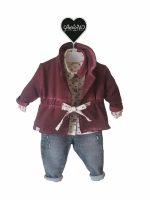 CAMICIA IN PLUMETIS DI COTONE MAPERÒ - Camicia bimba - 100% cotone - fondo panna fantasia fiocchi e colletto bicolore mattone/fantasia, allacciatura frontale a bottoni.