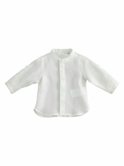 CAMICIA NEONATO M/LUNGA LINO MINIBANDA - Camicia neonato a manica lunga, 100% lino, con collo alla coreana.