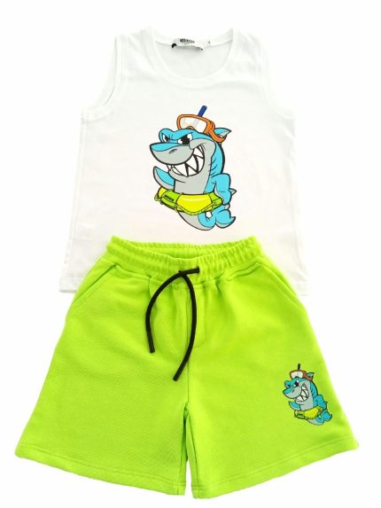 Canotta bambino Save Shark Canotta Bambino Mousse Kids - Fantasia Squalo Save Shark - Comfort e Stile Made in Italy Made in Italy Mousse Bambino Primavera/Estate