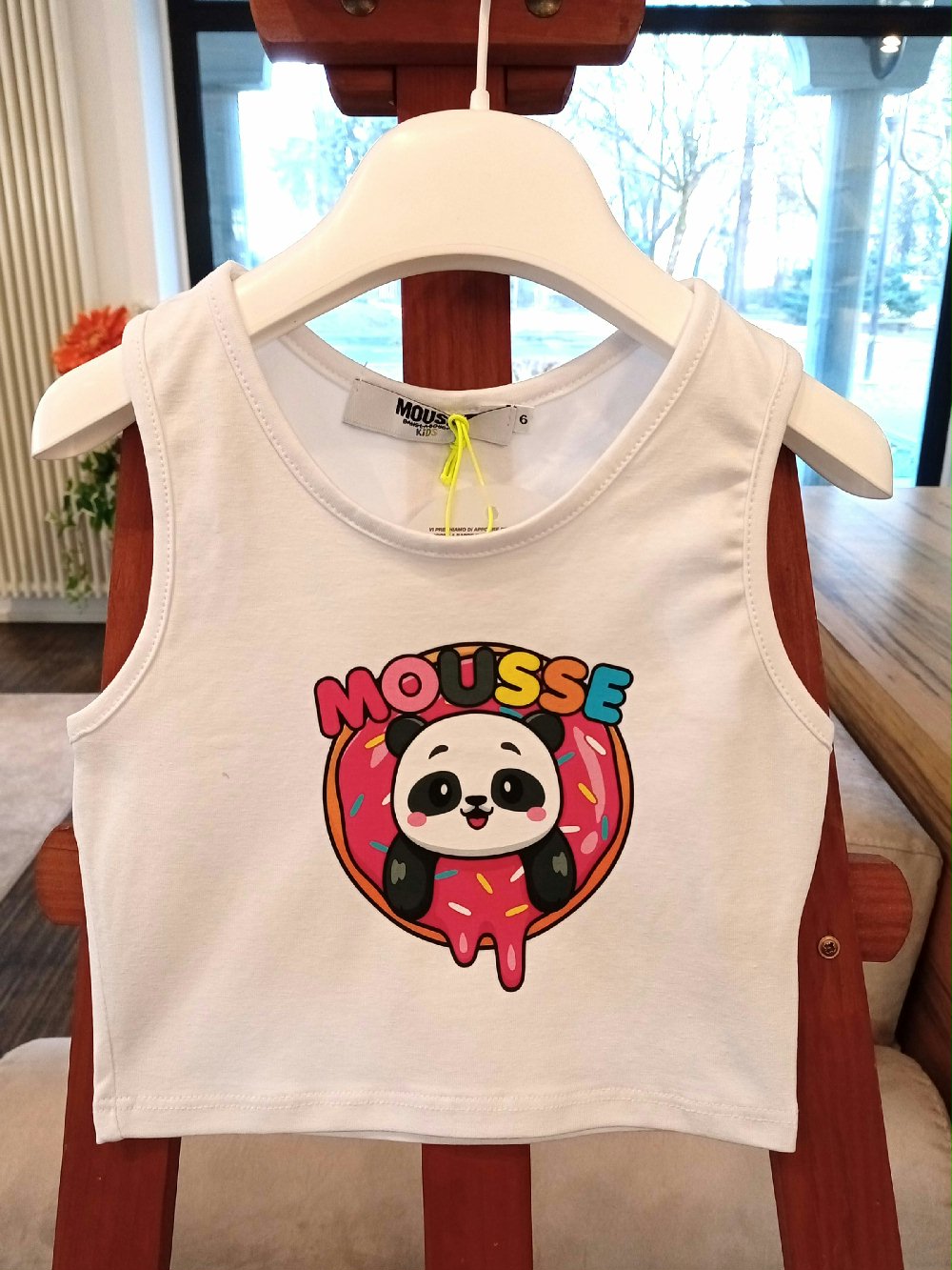 Canotta bimba Panda YKTC332W Made in Italy Mousse Bambina Primavera/Estate Panda 00 Canotta bimba Panda Canotta crop per bimba in jersey di cotone stretch con stampa Panda - Made in Italy. Made in Italy Mousse Bambina Primavera/Estate Panda