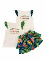 Canotta Rainforest Ativo Kids Canotta stampata in jersey stretch per bambina con applicazione in sangallo al giromanica.