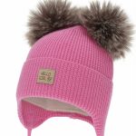 Cappellino lana neonata Trudina Berretto invernale neonata in lana merino con doppio pompon Trudina