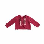 CARDIGAN COTONE/CASHMERE Cardigan neonata, misto cotone/cashmere, con rouche con profilo a contrasto lungo l'allacciatura. Taglia 3/24 mesi.