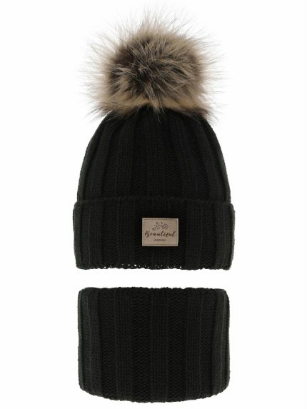 Completo berretto e scaldacollo bambina Kaliope Set invernale bambina - berretto con pompon e scaldacollo Kaliope