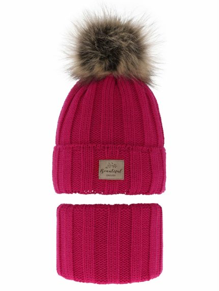 Completo berretto e scaldacollo bambina Kaliope Set invernale bambina - berretto con pompon e scaldacollo Kaliope