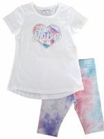 Completo Cerimonia a Pois Ativo Kids Completo in cotone per bambina composto da: t.shirt stampata con maniche corte e scollo tondo, dorso leggermente più lungo + leggings effetto tie-die con elastico in vita.