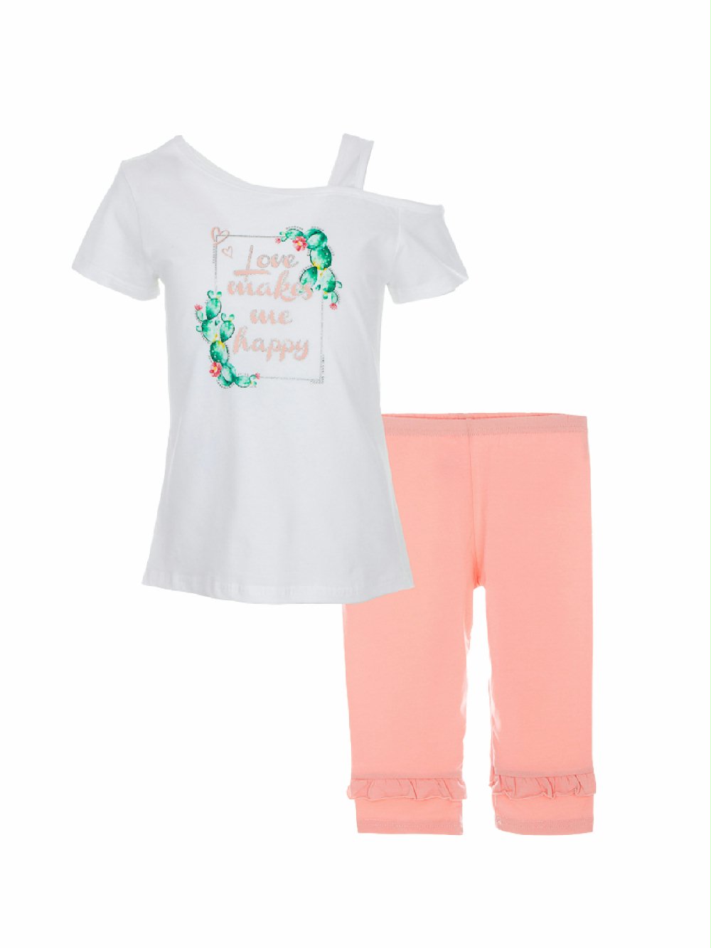 Completo Cerimonia a Pois Ativo Kids C2919 00 Completo Cerimonia a Pois Ativo Kids Completo da bambina in jersey di cotone composto da t.shirt stampata a maniche corte con bretella con parte posteriore leggermente più lunga + leggings basic con elastico in vita e rouche sul fondo.