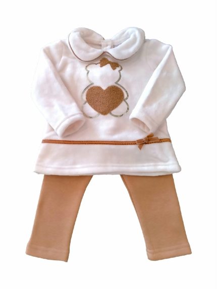 COMPLETO CINIGLIA T.S+LEGGINGS Completo bimba in ciniglia: t.shirt a manica lunga con colletto+leggings felpati.