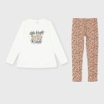 Completo due pezzi bambina Completo Bambina in Cotone Stretch: T.Shirt Stampata e Leggings Fantasia