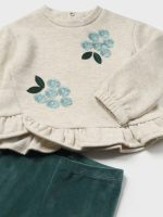 Completo due pezzi bimba Completo Bimba con Felpa Ricamata e Volant + Leggings | Pratico ed Elegante