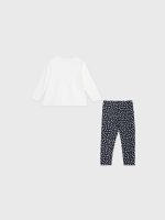 Completo due pezzi bimba Ativo Kids - completo due pezzi bimba in cotone stretch invernale con t-shirt stampata manica lunga e leggings fantasia Back to School