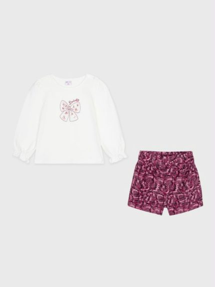 Completo due pezzi bimba Ativo Kids 6/36 mesi - completo due pezzi bimba con t-shirt stampata in cotone invernale stretch e pantaloncini fantasia