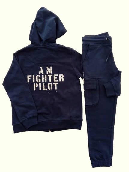 Completo due pezzi felpa AM Fighter Pilot Aeronautica Militare - Outfit Felpa e Cargo per Bambini e Ragazzi : Eleganza e Comfort per i Piccoli Piloti Streetwear Frecce Tricolori
