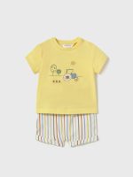 Completo due pezzi neonato Completo Due Pezzi Neonato Mayoral New Born: T-Shirt Stampata e Shorts a Righe