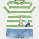 Completo due pezzi neonato Completo Due Pezzi Neonato Mayoral New Born: T.Shirt Stampata e Shorts in Denim