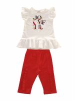 Completo Spring Breeze Ativo Kids Completo in cotone per bambina composto da: T.shirt stampata girocollo a maniche corte a volant e balza al fondo + leggings basic con elastico in vita e applicazione di rouche verticale.