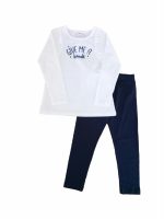 Completo Spring Breeze Ativo Kids Completo due pezzi: t.shirt stampata sul davanti in jersey di cotone a maniche lunghe con scollo tondo e applicazione di margherite in tessuto+ leggings basic con elastico in vita.