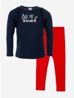 Completo Spring Breeze Ativo Kids Completo due pezzi: t.shirt stampata sul davanti in jersey di cotone a maniche lunghe con scollo tondo e applicazione di margherite in tessuto+ leggings basic con elastico in vita.