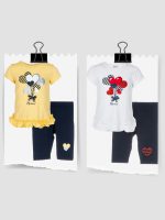 Completo Spring Breeze Ativo Kids Completo baby in cotone composta da: t.shirt stampata a maniche corte con balza arricciata al fondo + leggings con stampa cuori al fondo.