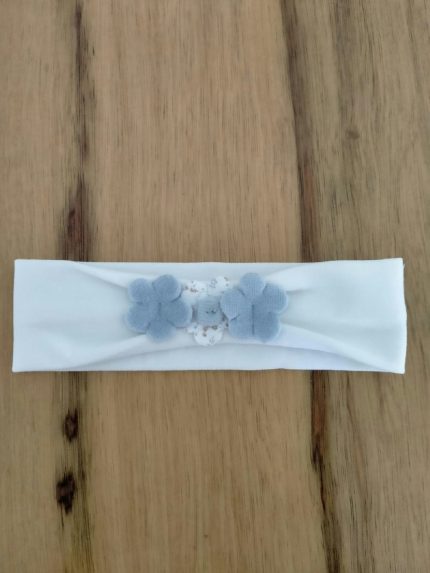 Fascia Liberty Fascia per neonata in jersey garzato con applicazioni di fiori in tessuto tinta unita e fantasia liberty. Made in Italy