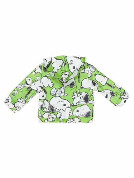 Felpa baby Felpa zippata con cappuccio dal peso invernalee, polsi e fondo elasticizzati, stampa Snoopy all over. Made in Italy