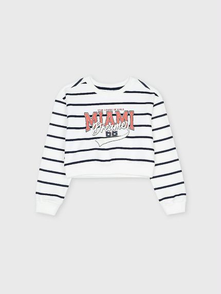 Felpa girocollo bambina Felpa crop bambina in cotone invernale| Ativo