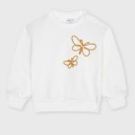 Felpa girocollo bimba Ativo Kids - felpina girocollo bimba in cotone invernale con ricamo farfalle
