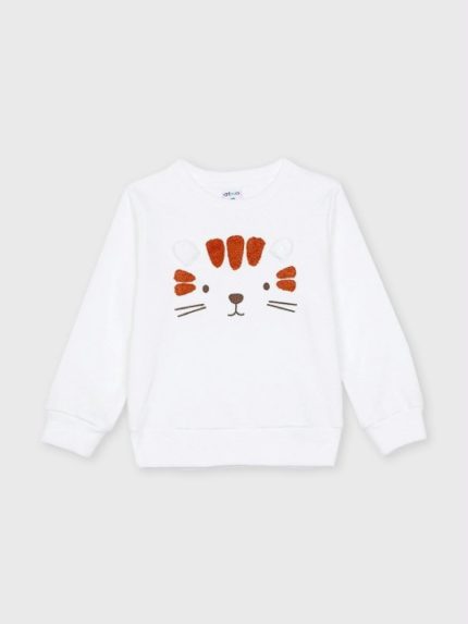 Felpa girocollo bimbo Felpa girocollo per bimbo con tigre ricamata: comoda e originale
