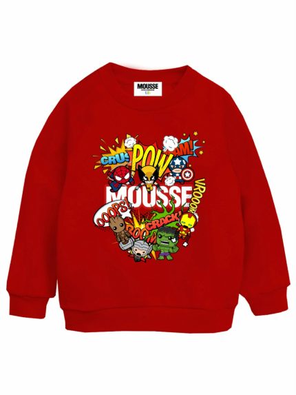 Felpa girocollo bimbo Superfriends Felpa Girocollo Bambino in Cotone con Stampa Superfriends - Mousse Kids Superfriends