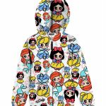Felpa zip bimba Love Princess Felpa Zip Bambina con Cappuccio - Stampa Principesse - 100% Cotone Love Princess Mousse Bambina Primavera/Estate
